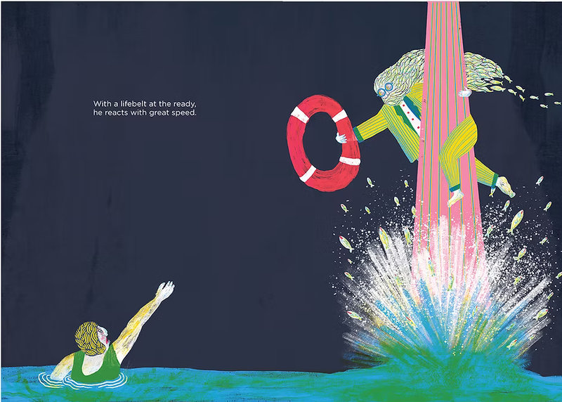 Разворот книги "The Lighthouse Keeper". Художник: Mariana Villanueva Segovia